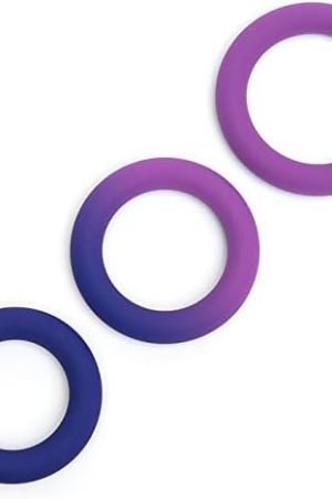 Lovehoney Colourplay Triple Cock Ring Set - 3 Colour Changing Thick Silicone Penis Rings - 3 Sizes - Waterproof - Purple/Blue