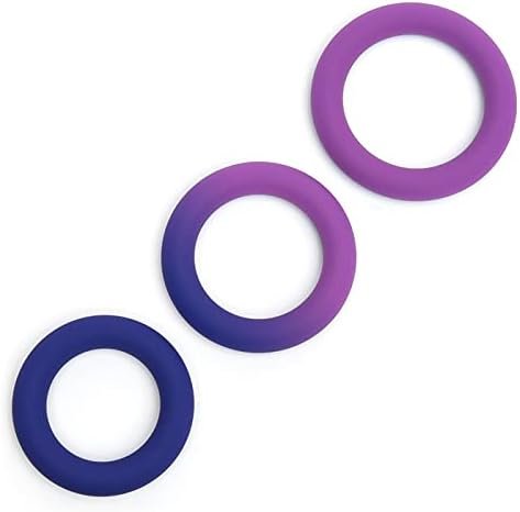 Lovehoney Colourplay Triple Cock Ring Set - 3 Colour Changing Thick Silicone Penis Rings - 3 Sizes - Waterproof - Purple/Blue