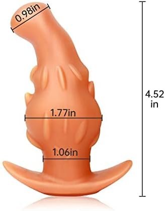 Sex Factory Pitaya Anal Plug, Super Soft Butt Plug, Fruit Dildo, G-Spot Orgasm Masturbation、Device, Anal Training Device, Training Sex Toys With T-Shaped Base For Men And Women Silicone Gold (L) - Image 2