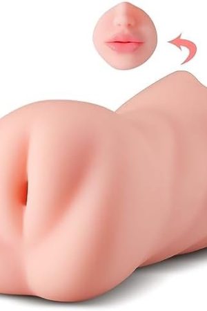 2 In 1 Male Masturbators With 3D Realistic Textured,Pocket Pussy Sex Blowjob Stroker Toy,Double-Ended Mouth Tongue & Textured Vagina Adult Sex Toys For Men Masturbation