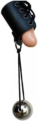 Toaka Gravitation Metal Ball Penis Extender - 170G / 5.99Oz Heavy Weight Male Cock Hanger Stretcher Enlarger With Faux Leather Belt For Men