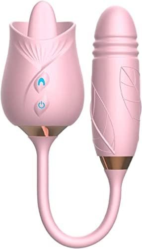 Sex Adult Product Vaginal Vibrator For Women Pleasure Sexual Bullet Clitoral Stimulator Tongue Nipple Licking Thrusting G Spot Dildo Vibrator With 10 Modes (M-Pink1)