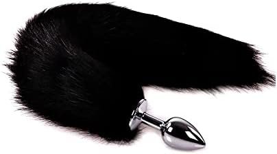 Betot Designed For Sexy Fox Tail Cosplay Anal Plug Anal Butt Plug Adult Sex Toys For Women Men Couple Stainless Steel Anal Plug (18" Black)