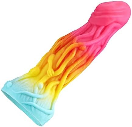 7.8" Fantasy Soft Realistic Dildo, Monster Dildos With Strong Suction Cup For Hands-Free Play, Lifelike Thick Dragon Dildo Harness Compatible Sex Toys For Men, Women G-Spot & Anal Play