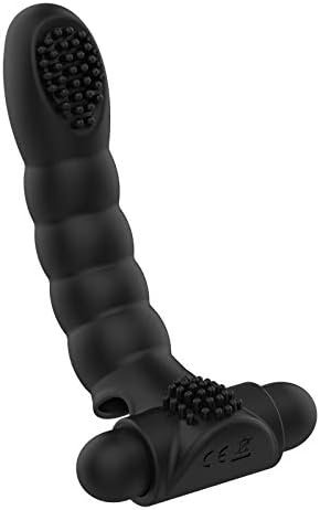 G-Spot Finger Clit Anal Nipples Vibrator Adult Sensory Toys Female Masturbation Massage Sex Toys Waterproof Rechargeable Multi-Frequency Vibrator(Black)