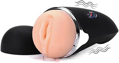 Electric Vibrating Pocket Pussy,Male Masturbators With 3D Realistic Textured,10 Vibration Blowjob Toy With 5.9 Inches Intertable Deepth,Rechargeable Vagina Pussy Sex Toys For Men