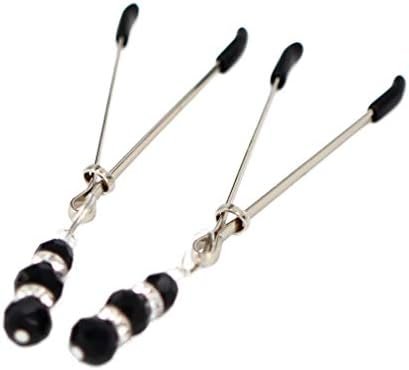 Eastern Delights Elite Nipple Clamps, Silver Color With Black Pendant - Image 3