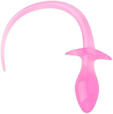 Silicone Anal Plug With Dog Puppy Tails,Butt Plug With T-Shaped Base Waterproof Smooth Touch Anal Sex Toys Prostate Massage Anus Dilator Anal For Women Men Couples 1.22 * 1.22 * 6.77Inch (Black)