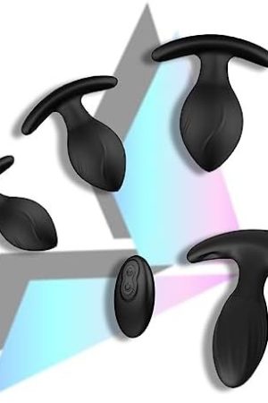 Holicxxx 4Pcs Plug Set -Butt Plush Sex Beginner, 10 Modes Remote Control Vibrating Anal Butt Plug Sex Toys & Games Kit For Men & Women, Couples