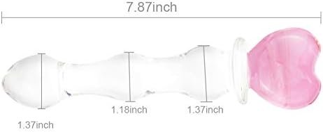 Glass Anal Plug, Crystal Butt Plug Pleasure Wand Anal Beads Dildo Penis Masturbation With Pink Heart - Image 2