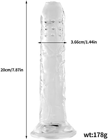 Shkanla 7.87Inch Realistic Dildo With Suction Cup Base For Hands-Free Play, Ultra-Real Large Dildos With Raised Veins And Half-Foreskin Head For Vaginal G-Spot And Anal Prostate Play (Clear) - Image 2