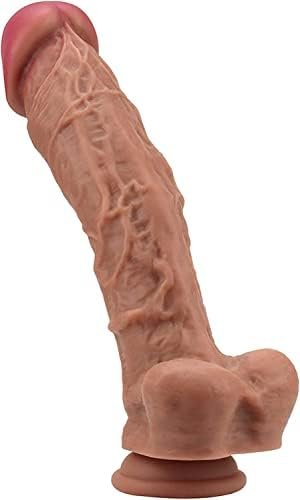 Realistic Dildo For Beginners Like Skin Huge Silicone Dildo, Glans Big Thick Dildo With Strong Suction Cup, G Spot Clitoral Anal Stimulator Sex Toy For Women 9.8 Inch Realistic Dildo
