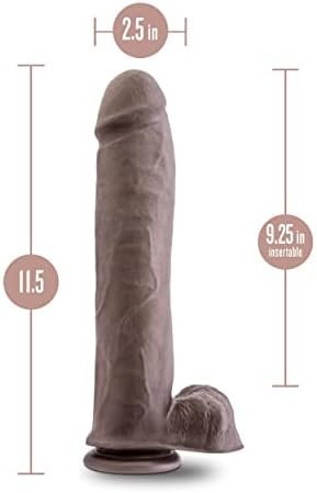 Blush Au Naturel 11.5 Inch Sensa Feel Dual Density Dildo - Ultra Soft Realistic 2.5 Inch Thick Fat Large Sex Toy - Flexishaft For Rigidity - Strap On Harness Suction Cup Base - Chocolate - Image 3