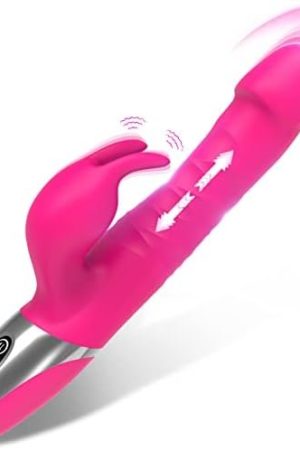 G Spot Thrusting Rabbit Vibrator Dildo For Female, 3 In 1 Silicone Sex Toy With Realistic Glans For Clitoral Anal Stimulation, 7 Thrust Actions 7 Vibrations Adult Toy For Women Solo Or Male Sex Games