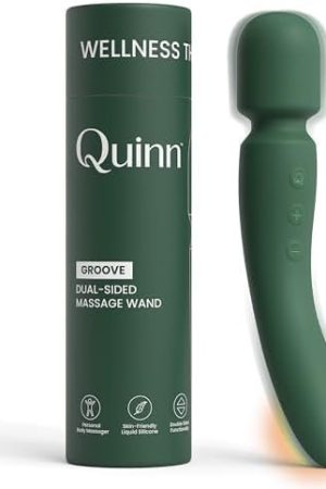 Quinn Wellness Adult Sex Toy Groove - Dual-Sided Heating Vibrator Wand - 12 Modes & 5 Speeds On Head & Tail - G-Spot & Clitoral Stimulator For Women - Rechargeable Waterproof Sexual Massager - Green