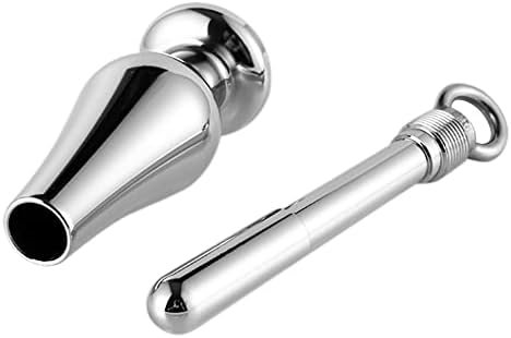 Chrontier Anal Butt Plug Stainless Steel Hollow Anus Plug With Leash Chain Dilator Expender Cleansing Stimulation Masturbation Training Bdsm Bondage Sex Toy, Black - Image 3