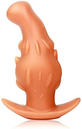 Sex Factory Pitaya Anal Plug, Super Soft Butt Plug, Fruit Dildo, G-Spot Orgasm Masturbation、Device, Anal Training Device, Training Sex Toys With T-Shaped Base For Men And Women Silicone Gold (L)