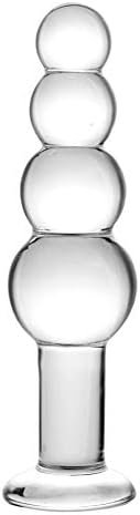 Glass Anal Beads, Crystal Butt Plug Personal Massage With Graduated Beads For Couple Lover (Clear)