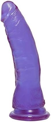 Doc Johnson Crystal Jellies - Thin Dong - 7 Inch - 1.5" Wide - Strong Suction Cup Base - O-Ring Harness Compatible Dildo, Purple