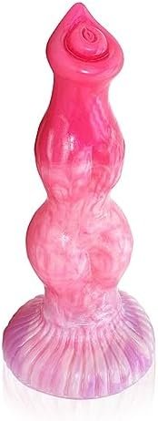 Silicone Dog Dildo G-Spot Vaginal Stimulator With 2 Beads Bottom Suction Cup, Realistic Dog Penis Design Adult Toys For Female Pleasure Anal Dilation Peachy Color (M)