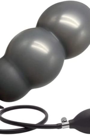 Xofoco 3 Bead Inflatable Anal Plug Silicone Big Butt Plug, Black, M