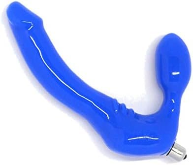 Feeldoe ® Slim Silicone Strapless Strap-On, Harness-Free Double Dildo In Blue With Vibrator, Slim Size: 5-1/2" X 1-1/4" (Alkaline Batteries Included) - Image 2