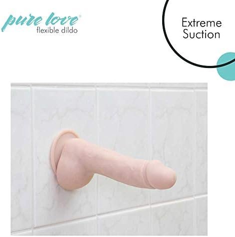 Pure Love Smooth Silicone Dildo With Suction Cup, Adult Sex Toy, X-Large, Beige, 7.5" - Image 3