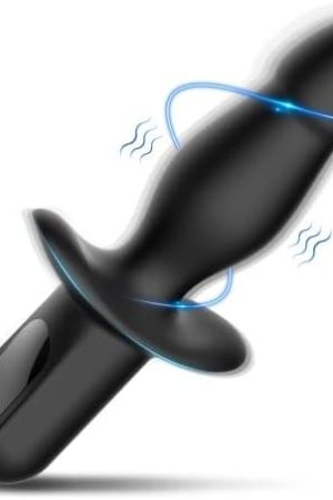 Vibrating Anal Plug With Anal Beads - Butt Plug Sex Toy With Safety Handle For Male Prostate Massager, 10 Powerful Vibration Soft Silicone Adult Sensory Dildo Toy For Beginners Advanced Users,Couples