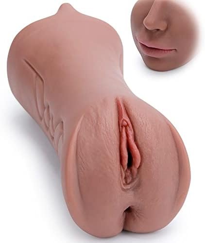 Rosetell Male Masturbators 3 In 1 Male Pocket Pussy Blowjob Stroker With Realistic Mouth Vivid Vagina And Tight Anus Soft Sex Dolls Anal Play, Adult Sex Toys For Men Penis Stimulation Pleasure - Brown