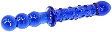 Eastern Delights 9 Inches Double Head Glass Dildo Anal Butt Plug, Blue - Image 3