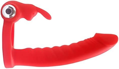 Erun Silicone Butt Plug Dual Penetration Vibrating Double Dildo With Cock Ring Penetrator Men Couple Anal Plug Sex Strapon Enhancer 7 Speed Adult Women Pleasure (Red) - Image 2