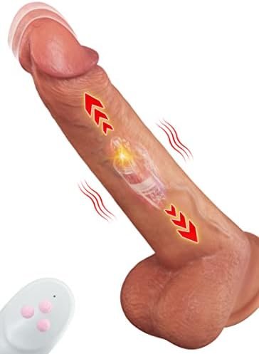 8.8” Thrusting Dildo Vibrator With 6 Thrust Modes And 10 Vibration Modes, Realistic Vibrating Silicone Dildos With Remote Control For Anal Play G Spot Stimulation,Adult Sex Toys For Women And Men