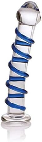Don Wand Glass Pleasure Wand, Swirl Mushroon Tip Rocket, Blue