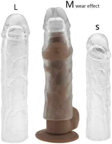 Shequ Reusable Penis Sleeve Extender Ultra-Soft Extension Sex Toy Cock Enlarger Condom Sheath Delay Ejaculation Toys Men (3Pcs Small, Medium And Large Included) - Image 3