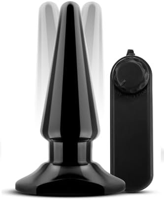 Blush - Basic 4 Inch Vibrating Anal Plug - Tapered For Comfort - 1.25" Max Width - Remote Controlled Tunable Vibrations - Anal Sex Toys For Women Men Couples - Black