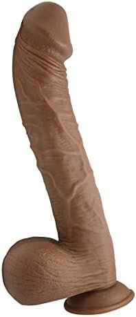 Xxl 13 Inch Ultra Veined Curved Brown Dildo