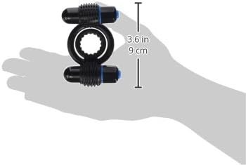 Doc Johnson Optimale - Vibrating Double C-Ring - Two Rings, One For Shaft, One For Testicles - Stretchable Silicone - 2 Powerful And Removable 10 Function Bullets - Slate - Image 3