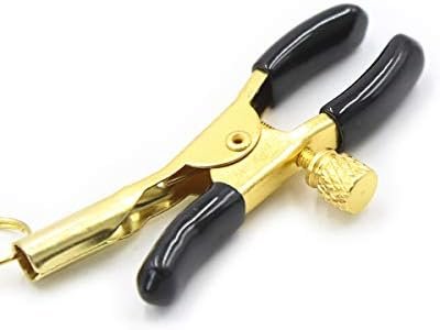 Non Piercing Nipple Clips With Soft Rubber Cap,Adjustable Golden Nipple Clamps, Inlaid With Transparent Glass Beads - Image 3
