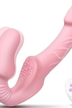 Vibrating Strapless Strap-On Dildo Vibrator, Remote Control Double Ended Clitoral Stimulator With 10 Vibrating Modes & 3 Motors, G Spot Clitoral Vibrator For Women And Lesbian (Black)