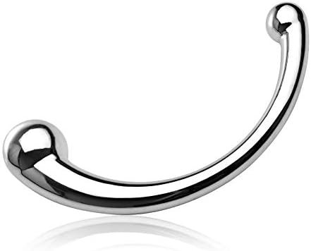 Double-Ended Dildo G-Spot Massage Anal Plug Stimulate Wand Fetish Dildo Solid Metal Curved Dual Ended Masturbation Sex Toy For Couple Romi