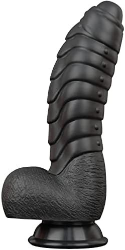 Realistic Dildo Safe Soft Silicone Material Adult Sex Toys Penis 2 Balls Strong Suction Cup Hands-Free Play Discreet Package(Black)