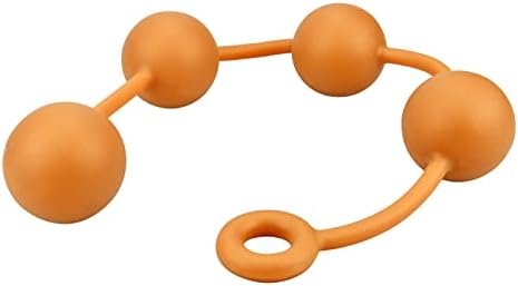 Silicone Anal Butt Beads Chain Plug - Anal Beads Chain With 4 Balls 2.36" Huge Anal Dilator With Safe O Pull Ring For Men Women Play Gold - Image 2