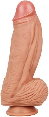 Xxxl Realistic Dildo 3.1 Inch Diameter Double Layer Design 12 Inch Long Huge Thick Penis Silicone Material Big Dick Cock Adult Sex Toy Strong Suction Cup 2 Balls For Experienced Women