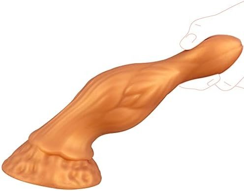 Anal Plugs Stimulator Adult Sex Toys With Strong Suction Cup For Hands-Free Play, Liquid Silicone Butt Plug Realistic Dildo Vaginal Prostate Massage Stimulation For Beginners Advanced Players Gold - Image 3