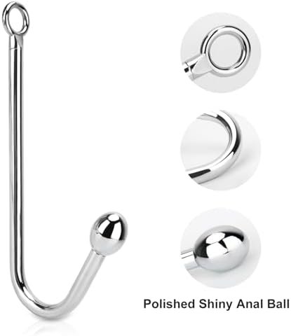 Stainless Steel Anal Ball Hook, Polished Metal Butt Plug Hook With 4 Interchangeable Egg Shape Balls Bdsm Anal Sex Toys - Image 2
