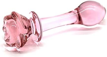Pink Rose Glass Dildo For Women, Crystal Masturbator Adult Products G-Spot Pleasure Anal Butt Plug For Men Or Couple(Ripple) - Image 2