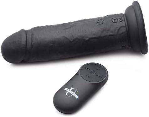 Power Player 28X Vibrating Silicone Dildo With Remote - Black - Image 3