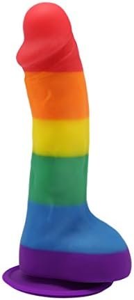Pride Dildo - The 8" Silicone Rainbow Dildo With Balls & A Suction Cup