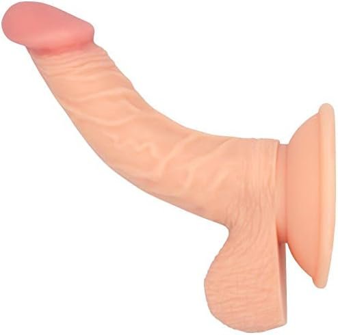 Realistic 7.5" Curved Suction Cup Dildo Veined Shaft And Lifelike Testicles