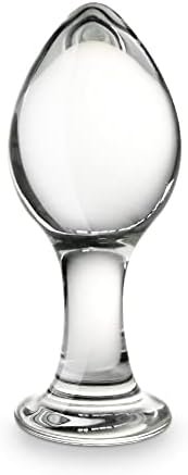 Anal Butt Plug Glass Anal Trainer With Long Neck Crystal Pleasure Wand With Tapered Head Unisex Adult Sex Toy For Men Women Play (L)